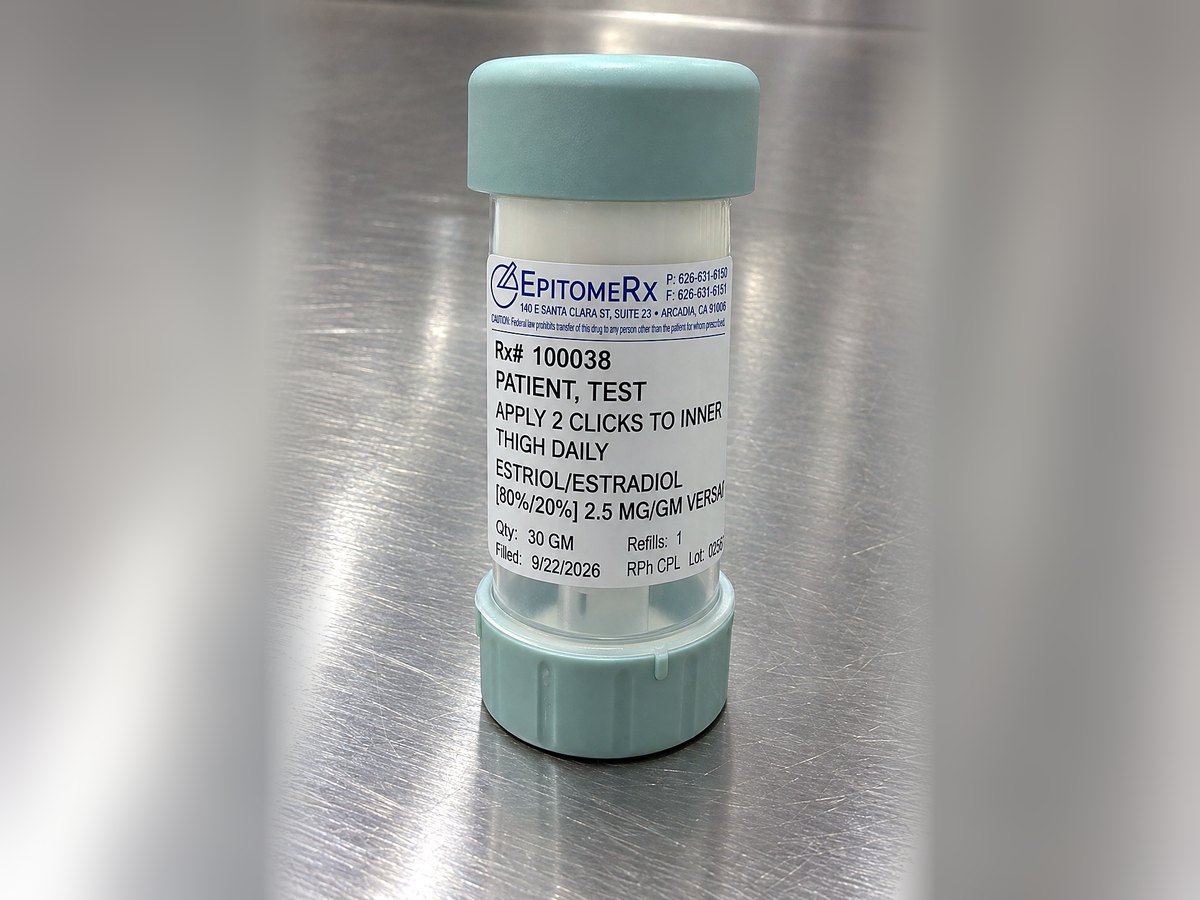 Bi-Est cream in an EpitomeRx-labeled metered-dose dispenser