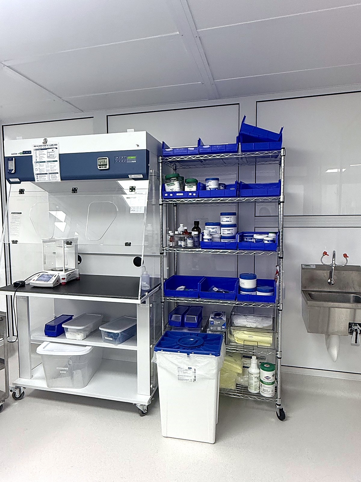 Containment ventilated enclosure with an analytical balance in the EpitomeRx compounding room